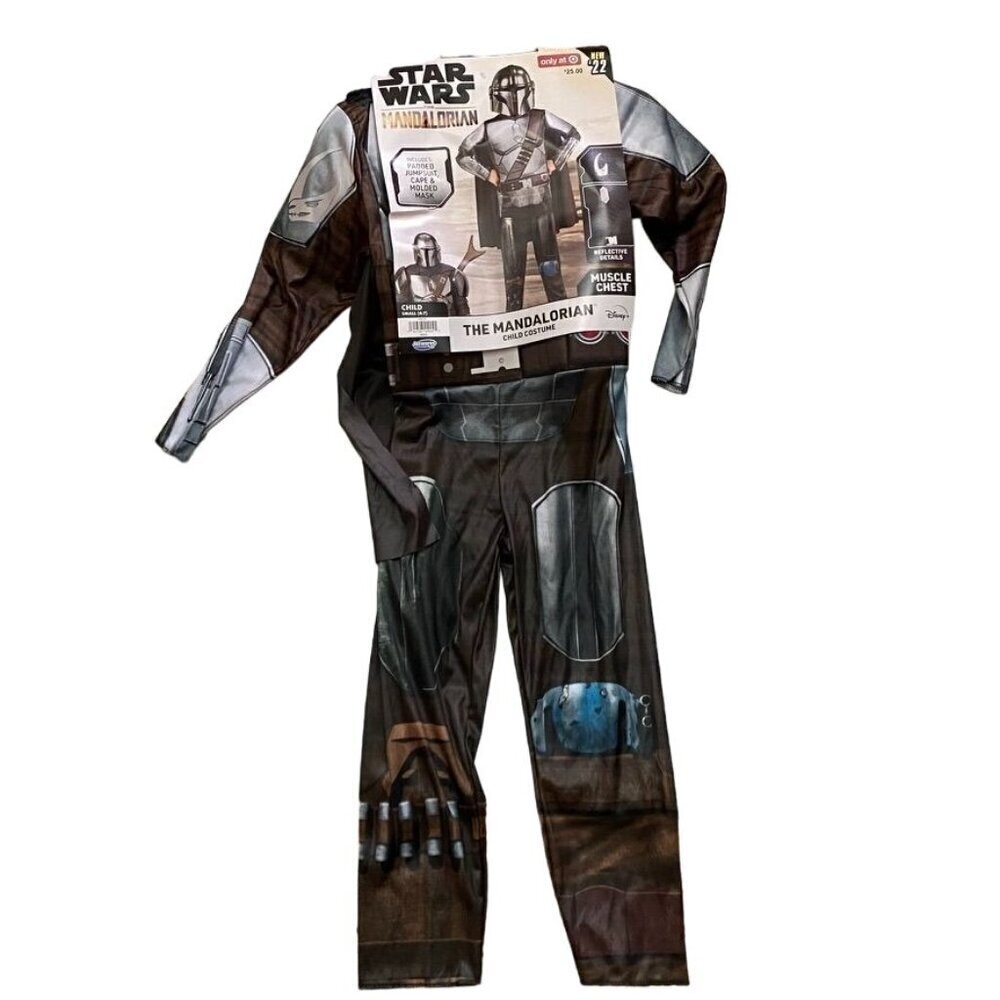 Jazwares Kids' Star Wars The Mandalorian Muscle Chest Costume Jumpsuit Mask Sz S